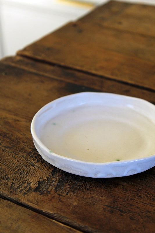 Porcelain Handbuilt Low Dish - B