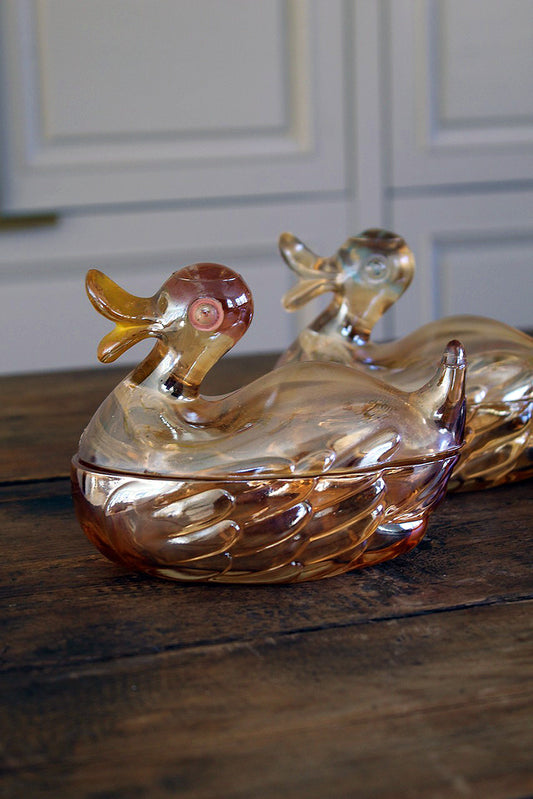 Glass Duck Candy Dish